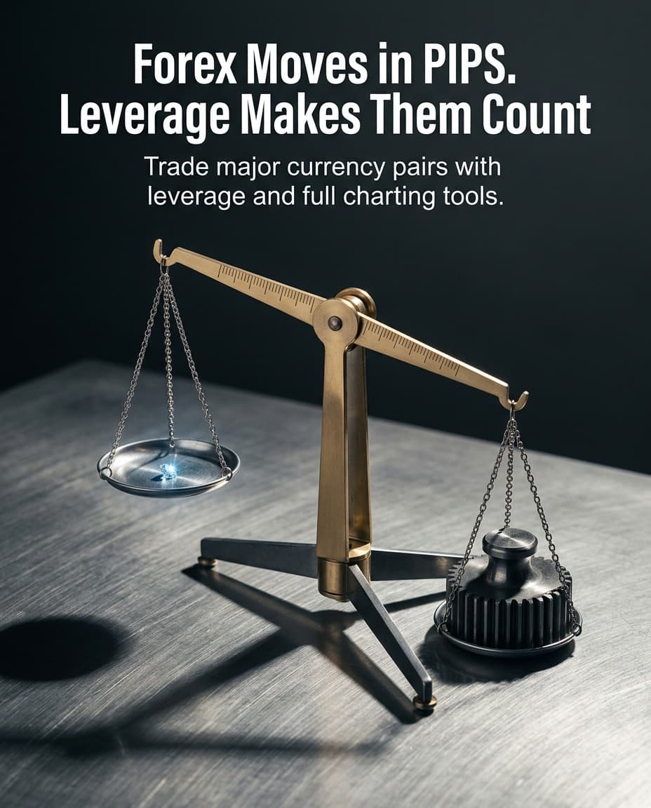 Deriv promotional artwork: Forex moves in pips. Leverage makes them count. This is provider advertising, not PipStart advice.